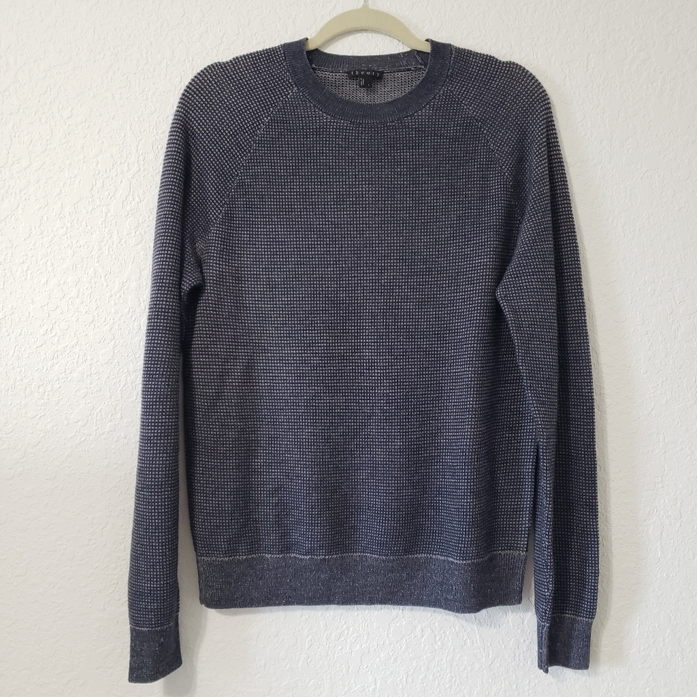 Theory Waffle Weave Knit Wool Sweater L